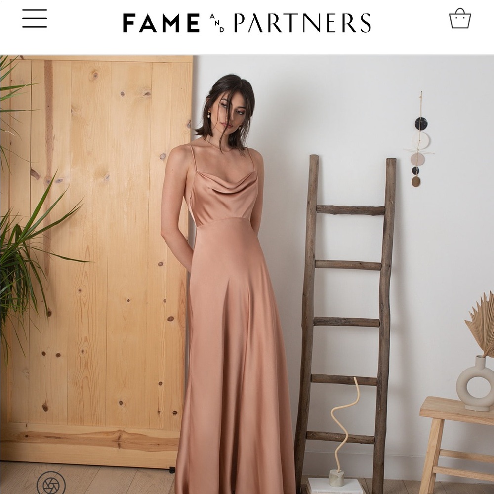 Pink dress Fame & Partners Rosabel Maxi Dress - Matte Satin / Dark Nude / Blush